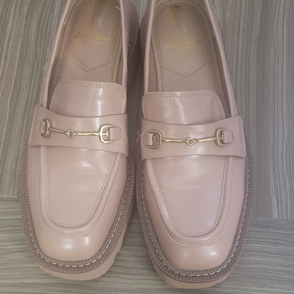 Sam Edelman Womens Laurs Tan Leather Lug Sole Slip-On Loafers Shoes Used